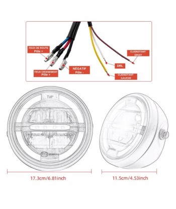 Angel Eyes Motorradscheinwerfer + integrierter Blinker – 6,8 Zoll en stock