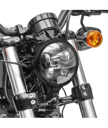 5,75 Zoll LED-Motorradscheinwerfer mit H4-H13-Adapter kompatibel mit Harley Davidson schwarz pas cher