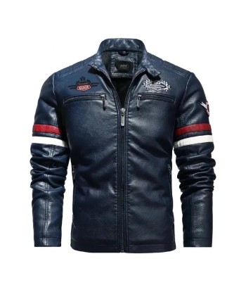 Vintage Biker-Lederjacke - Speed ​​​​RACE Blue Par le système avancé 