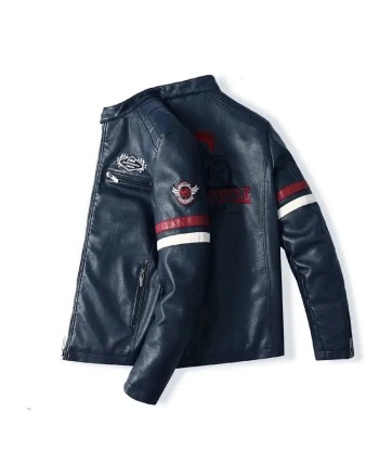 Vintage Biker-Lederjacke - Speed ​​​​RACE Blue Par le système avancé 