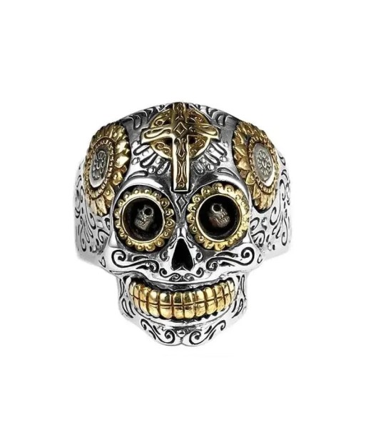 Cavalera Totenkopf-Bikerring (Silber) pas cher 