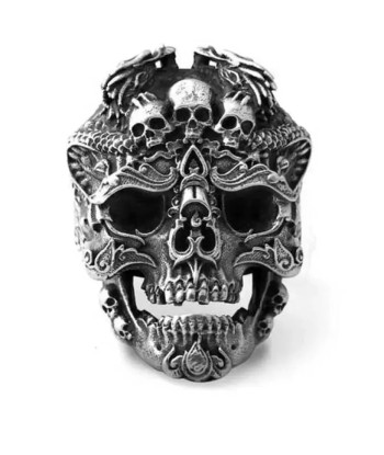 Totenkopf-Bikerring (Silber) Livraison rapide