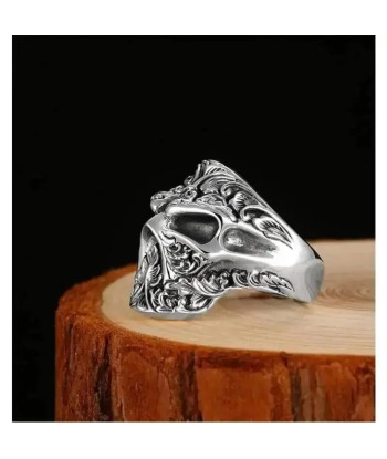 Totenkopf-Biker-Siegelring (Silber) pas cher 