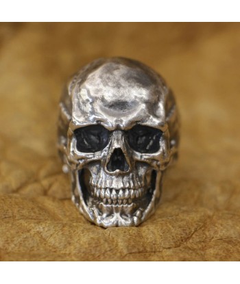 Totenkopf-Biker-Siegelring (Silber) de pas cher