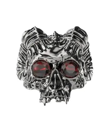 Biker-Ring - Totenkopf mit roten Augen français