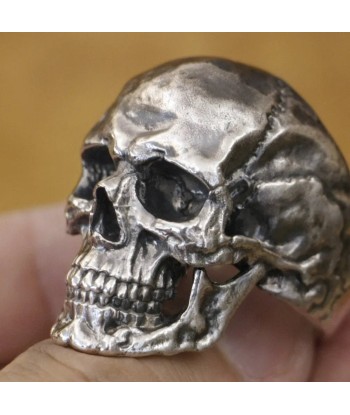 Totenkopf-Biker-Siegelring (Silber) de pas cher