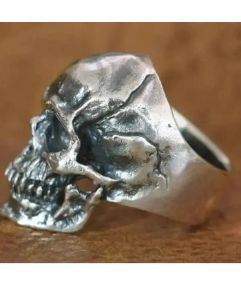 Totenkopf-Biker-Siegelring (Silber) de pas cher