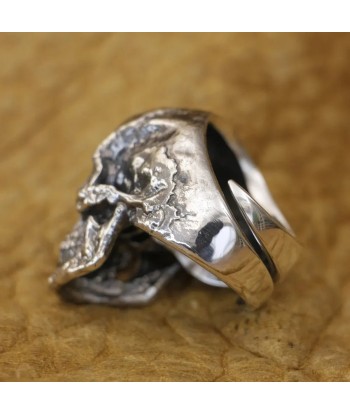 Totenkopf-Biker-Siegelring (Silber) de pas cher