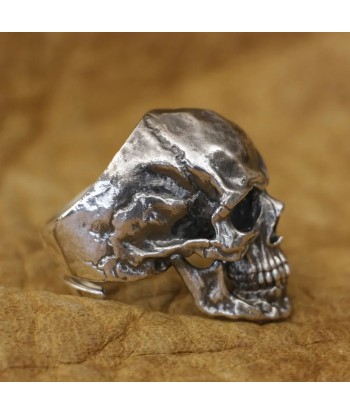 Totenkopf-Biker-Siegelring (Silber) de pas cher