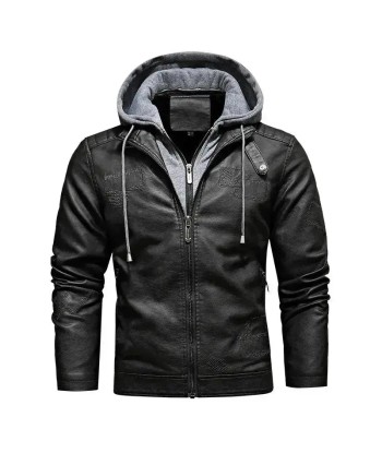 Herren Lederjacke mit Kapuze - KINGS destockage