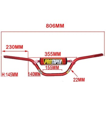 Pro Taper Lenker – 22 mm Rot le des métaux précieux