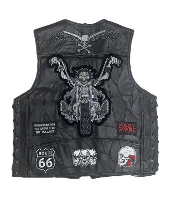 Leder-Bikerweste mit Spitze – Skull Rider la livraison gratuite