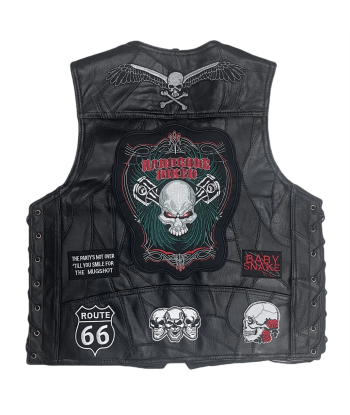 Hardcore Biker-Weste aus Leder mit Totenkopf-Motiv 50-70% off 