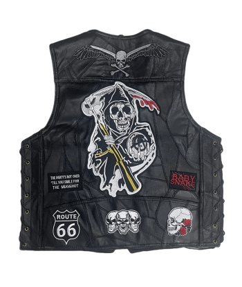 Biker-Lederweste im Sons of Anarchy-Stil brillant des détails fins