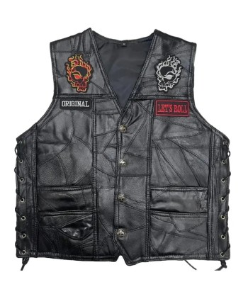 Hardcore Biker-Weste aus Leder mit Totenkopf-Motiv 50-70% off 