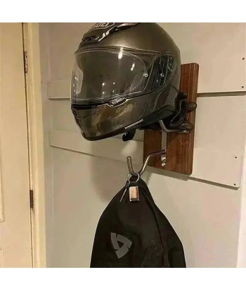 Motorradhelmständer aus Metall und Holz Pour