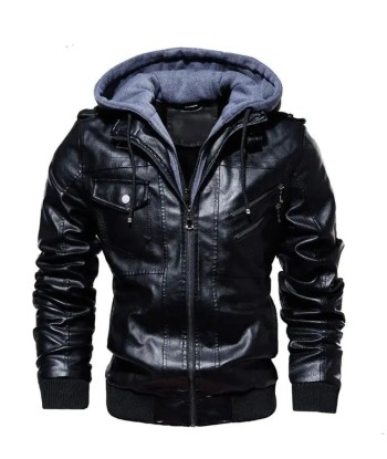 Biker-Lederjacke mit Kapuze Livraison rapide