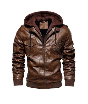 Veste cuir biker a capuche acheter en ligne