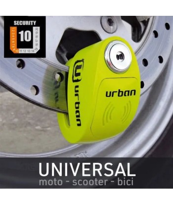 Bloque Disque Moto avec Alarme - Urban 6 mm Jaune Fluo Profitez des Offres !