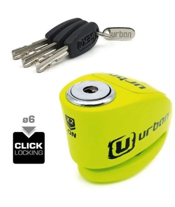 Bloque Disque Moto avec Alarme - Urban 6 mm Jaune Fluo Profitez des Offres !