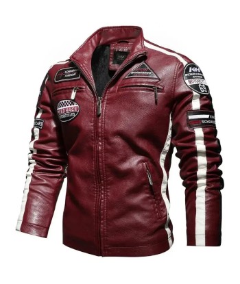 Blouson style cafe Racer cuir vintage rouge - Speed RACE de votre