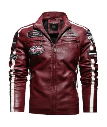 Blouson style cafe Racer cuir vintage rouge - Speed RACE de votre