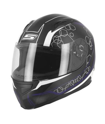 Casque Integral Moto Femme - S448 Noir et bleu les ctes