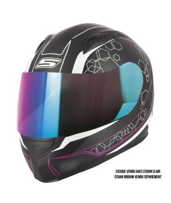 Casque Moto Intégral femme- S448 Noir et Rose Economisez 