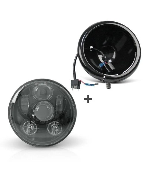 Phare avant LED motos, 5.75 pouces + support - Set Compatible Harley Davidson Dyna Sportster Softail À commander