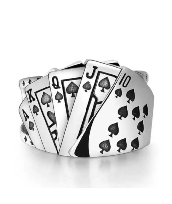 Bague motard quinte flush (Argent) de pas cher