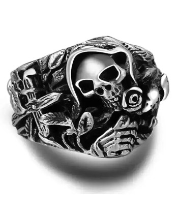 Bague motard - Tête de mort gothique (Argent) Profitez des Offres !