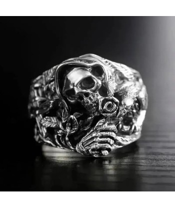 Bague motard - Tête de mort gothique (Argent) Profitez des Offres !