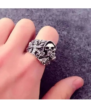 Bague motard - Tête de mort gothique (Argent) Profitez des Offres !