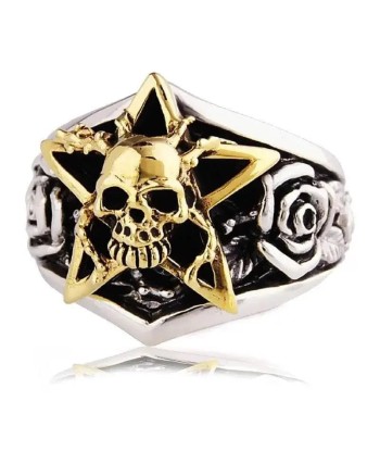 Bague motard étoile dorée (Argent) ou a consommer sur place