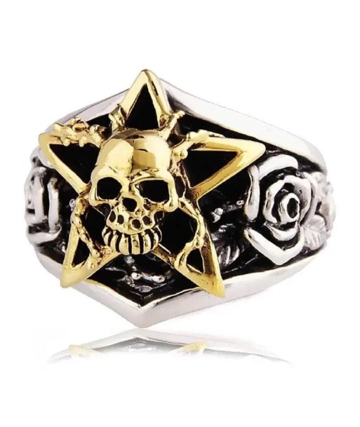 Bague motard étoile dorée (Argent) ou a consommer sur place