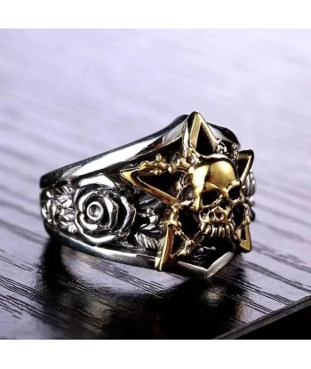 Bague motard étoile dorée (Argent) ou a consommer sur place