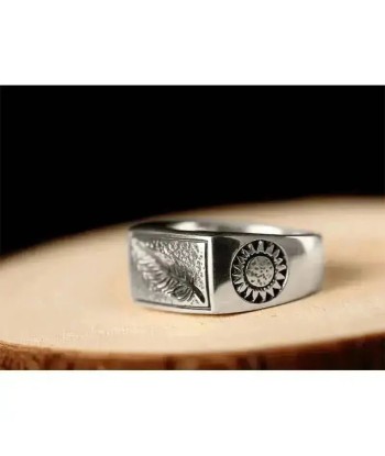 Bague motard - Plume (Argent) destockage