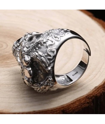 Bague motard tête de mort (Argent) les muscles