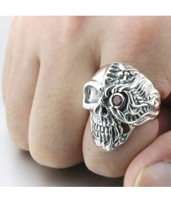 Bague motard œil de verre (Argent) du meilleur 