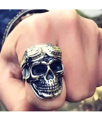 Bague motard - Tête de mort (Argent) la livraison gratuite