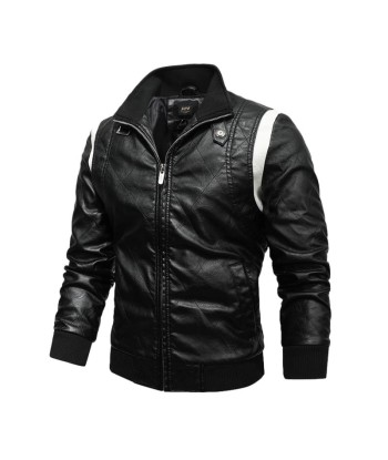 Veste cuir homme noir et blanc solde