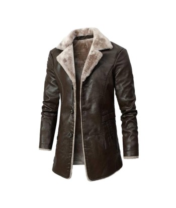 Manteau col fourrure Homme - Marron soldes