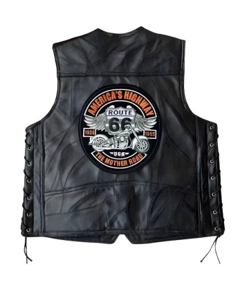 Gilet cuir biker homme - Route 66 Mother Road pas cher chine