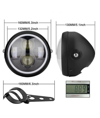 Phare moto LED rond - 5.75pouces solde