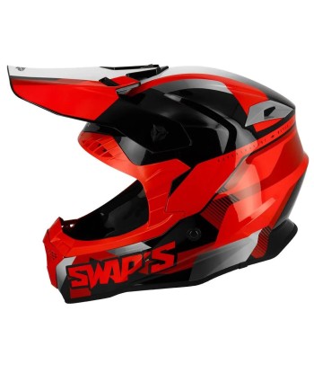 Casque moto cross homologuée - Rouge SWAPS S849 basket pas cher