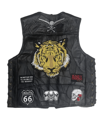 Gilet biker cuir homme -  Tiger Spirit pas cher 