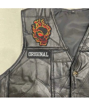 Gilet cuir biker noir - La mort avant le déshonneur s'inspire de l'anatomie humaine