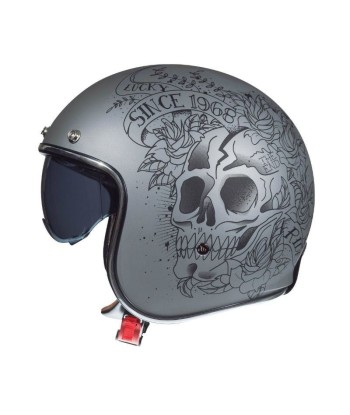 Casque Jet moto - SKULL& ROSES ARGENT MAT est présent 