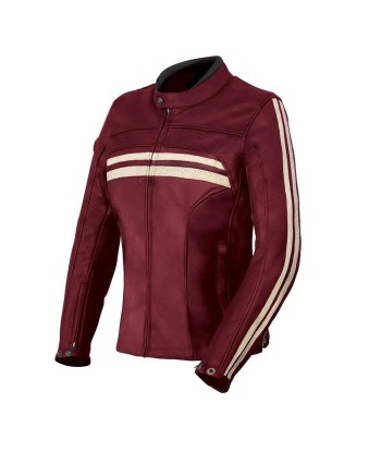 Blouson moto femme vintage | Gasoline™-Cuir Rouge Dans la société mordern