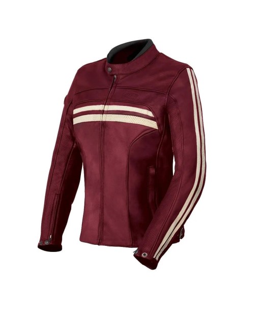 Blouson moto femme vintage | Gasoline™-Cuir Rouge Dans la société mordern